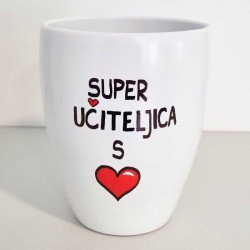 Lonec z ročno poslikavo Super učiteljica s srcem